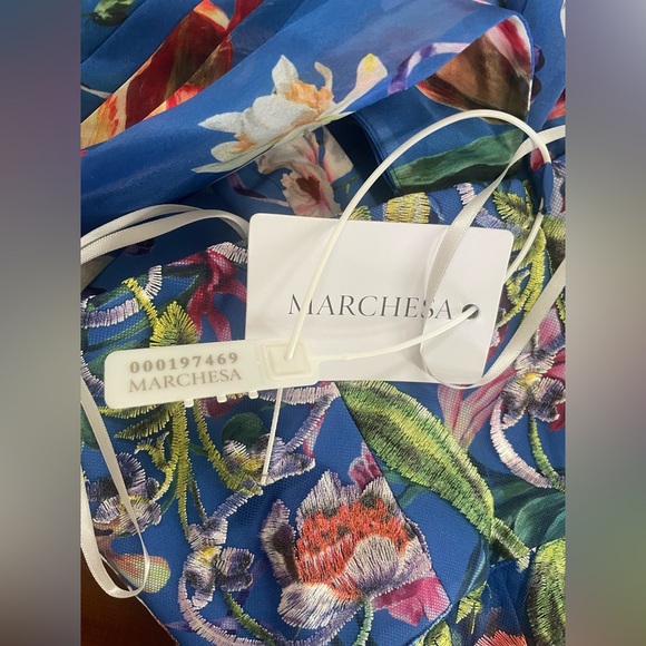 Marchesa Notte Embroidered Strapless Tulle Cocktail Dress Size 6 - Picture 9 of 10